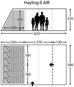 Kampa Hayling 6 AIR Package Deal Tent + Footprint + Carpet